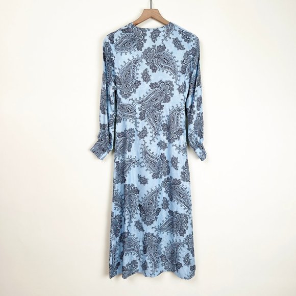 Sandro Paris Printed Silk Beane Jacquard Button Down Midi Dress Wedding Guest 36 - Picture 9 of 13